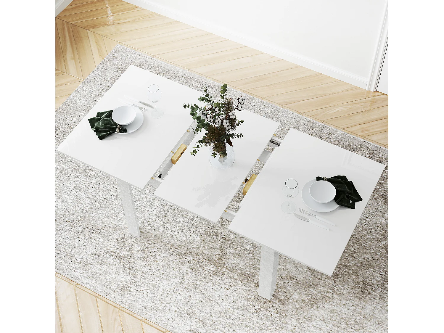 Tavolo da pranzo allungabile per 4-6 persone 120-160x80x78 cm bianco