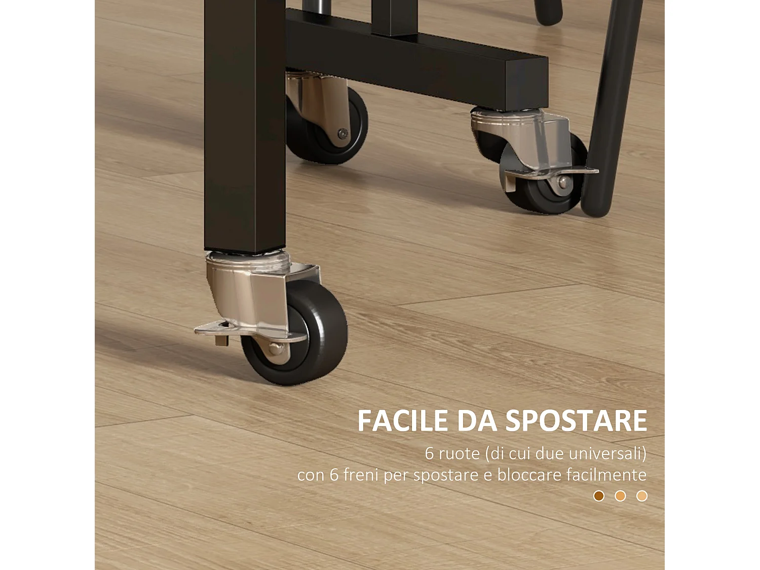 Tavolo pieghevole a ribalta per 4-6 persone in legno e acciaio grigio