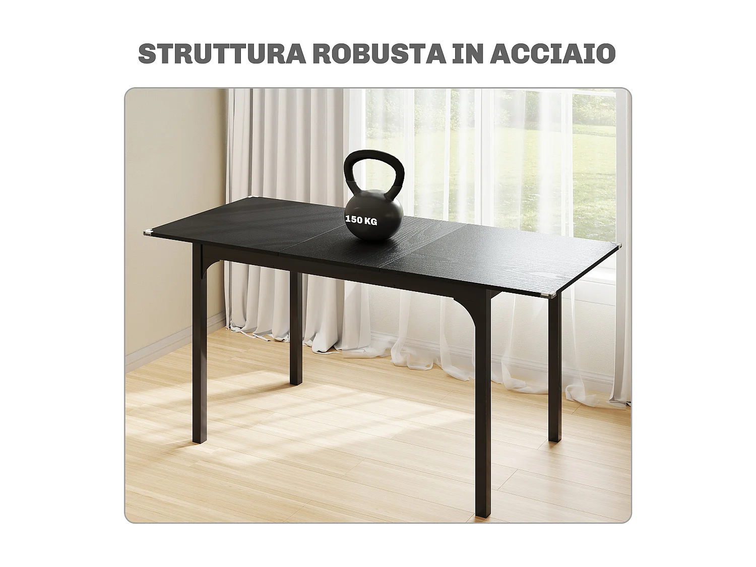 Tavolo allungabile 4-6 posti espandibile da 120-160 cm nero