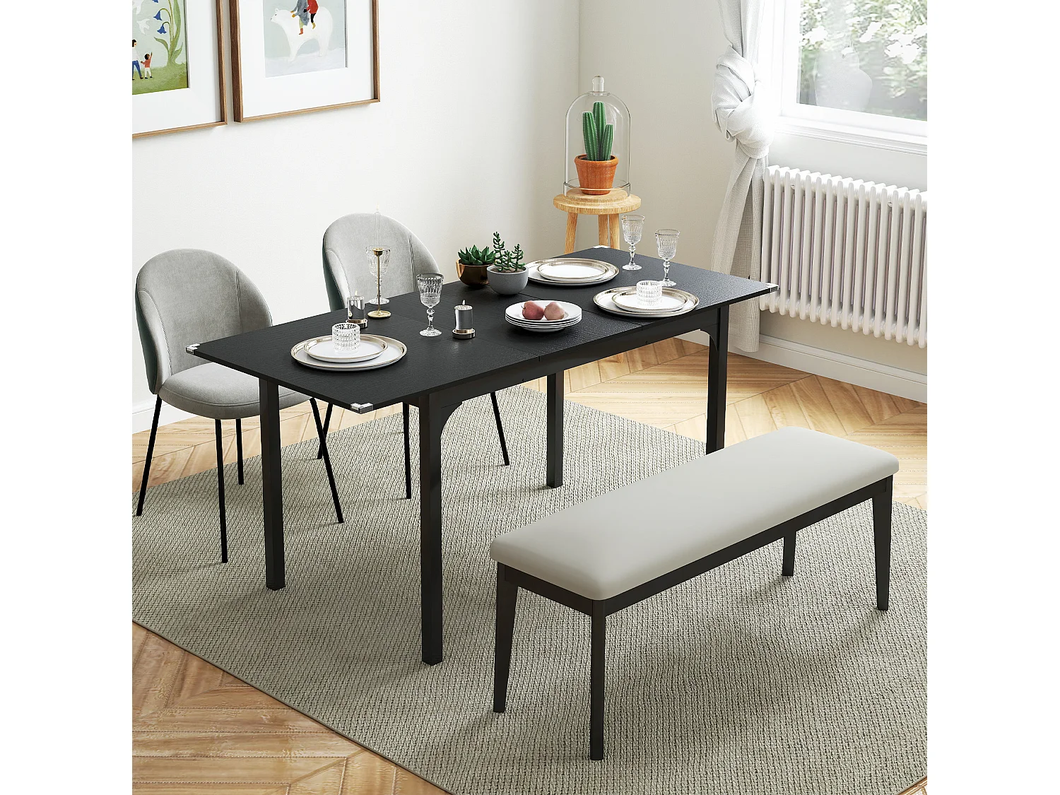 Tavolo allungabile 4-6 posti espandibile da 120-160 cm nero