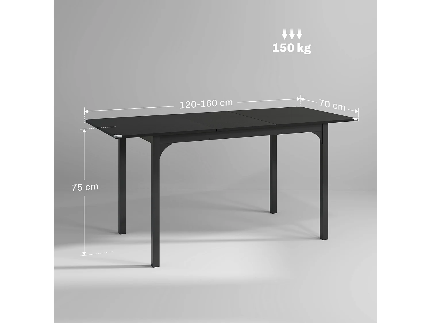Tavolo allungabile 4-6 posti espandibile da 120-160 cm nero