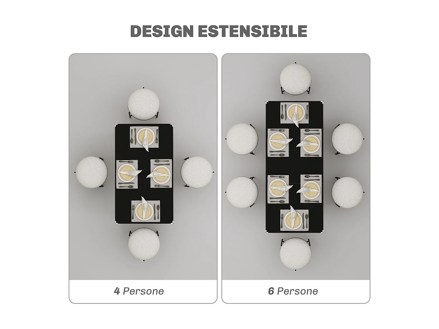 Tavolo allungabile 4-6 posti espandibile da 120-160 cm nero