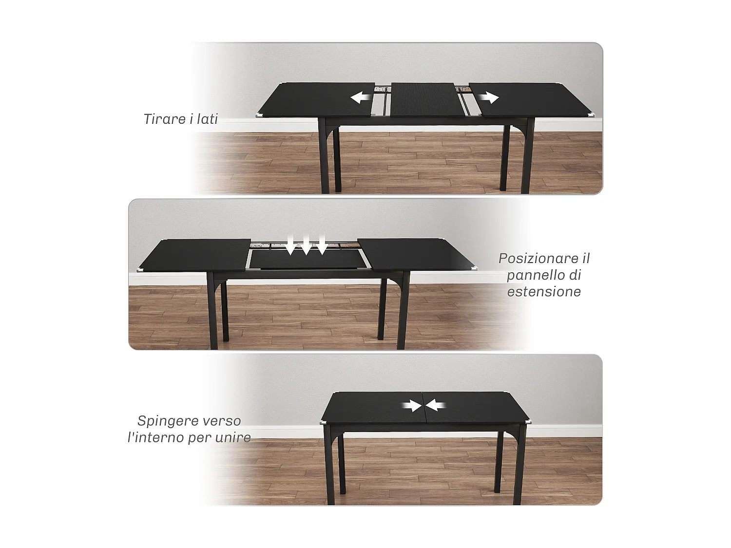 Tavolo allungabile 4-6 posti espandibile da 120-160 cm nero