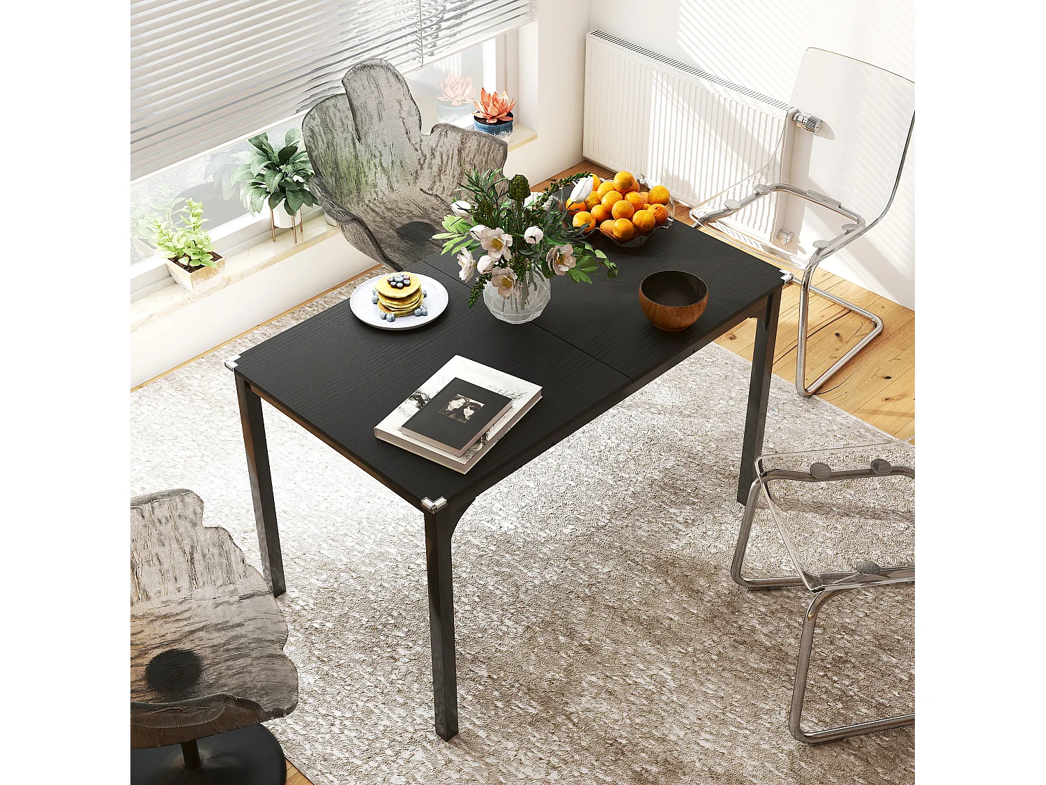 Tavolo allungabile 4-6 posti espandibile da 120-160 cm nero