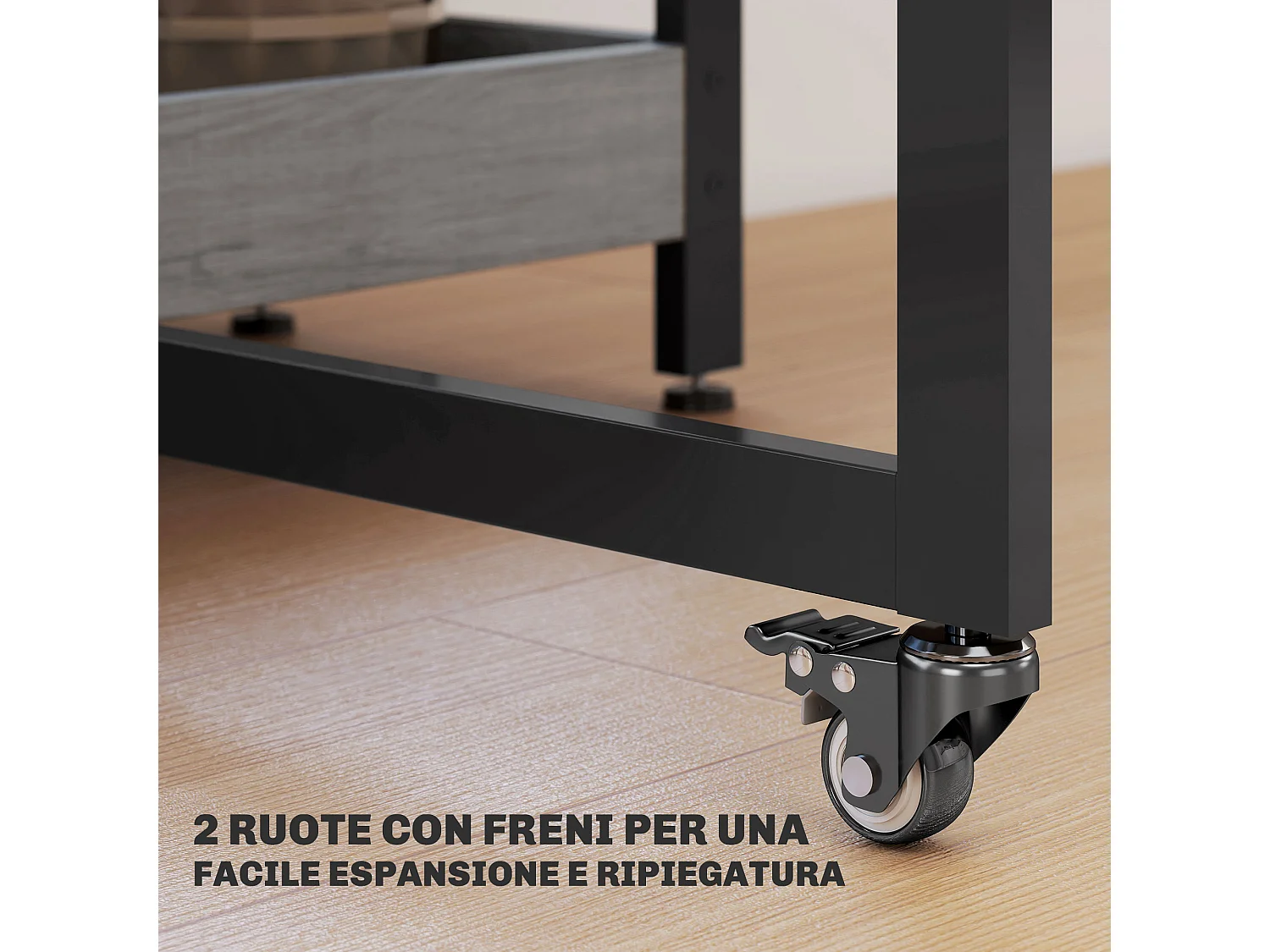 Tavolo pieghevole a 2 ribalte per 4 persone con ripiani aperti grigio