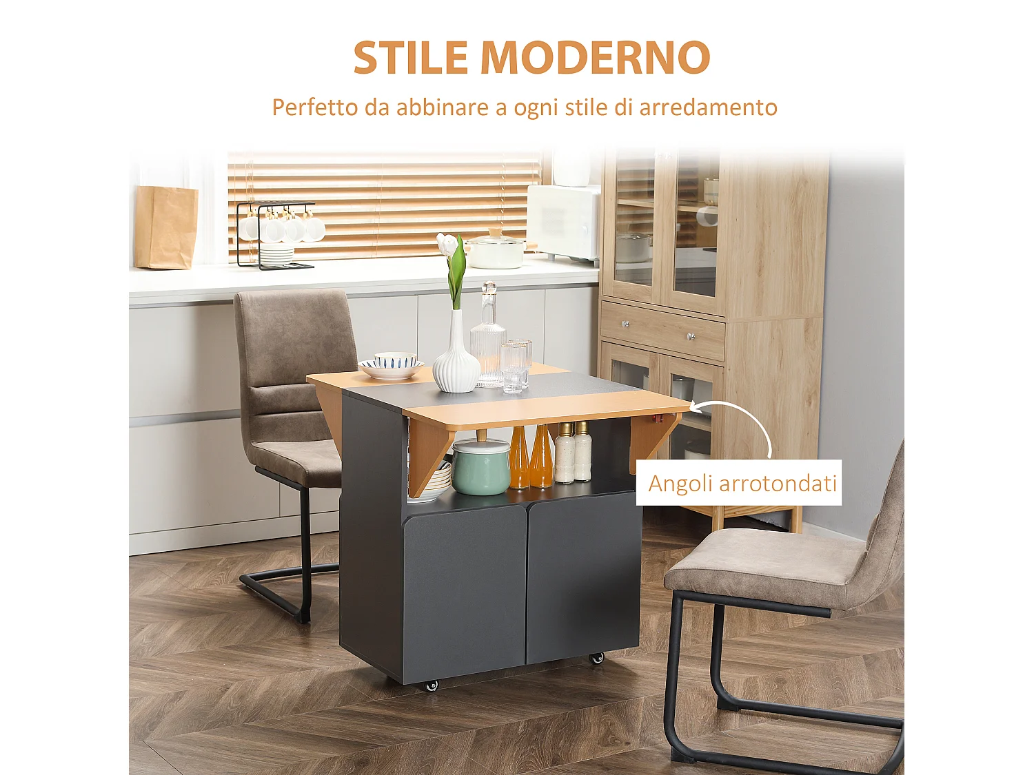 Tavolo pieghevole salvaspazio 4 persone con armadietto ripiano