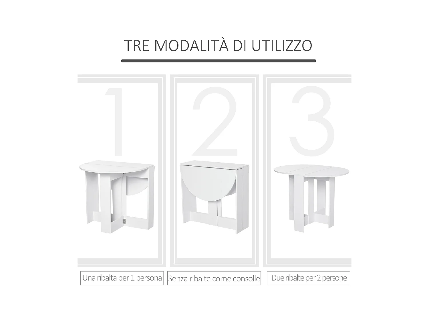 Tavolo pieghevole da pranzo consolle salvaspazio per 2 persone