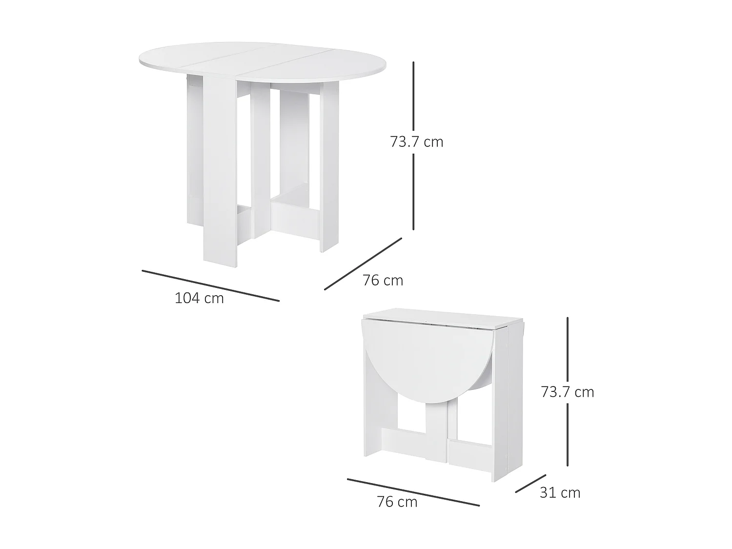 Tavolo pieghevole da pranzo consolle salvaspazio per 2 persone
