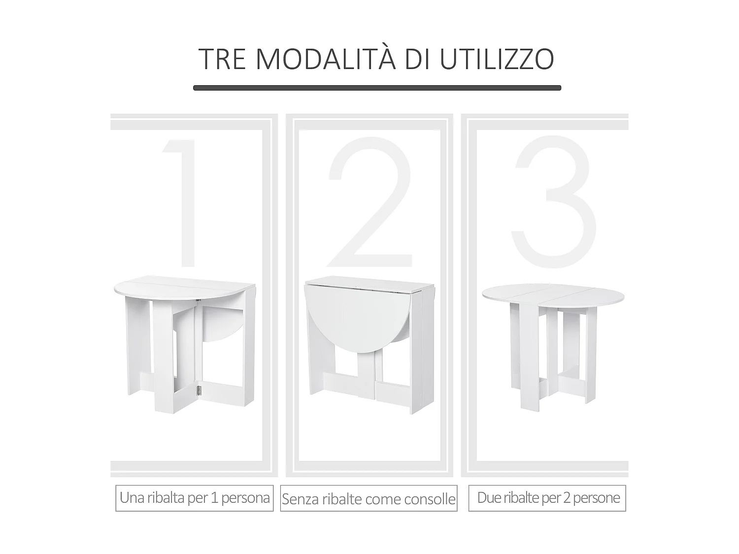 Tavolo pieghevole da pranzo consolle salvaspazio per 2 persone