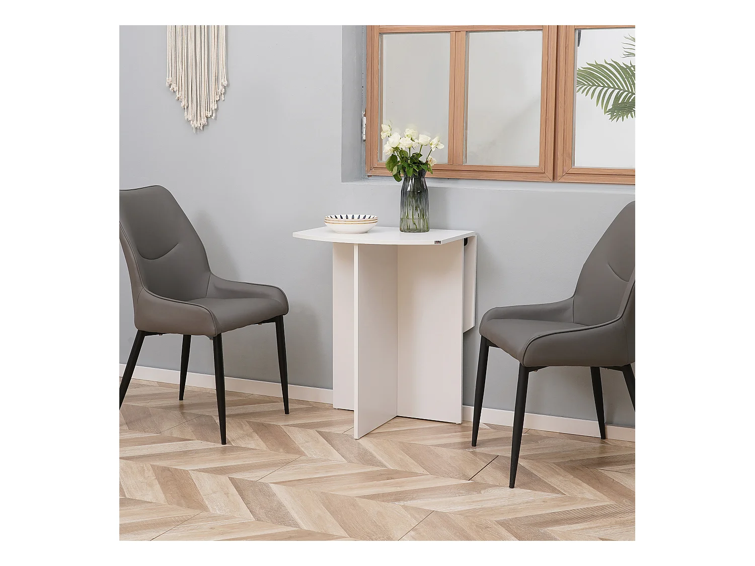Tavolo da cucina pieghevole salvaspazio 90x60x74cm bianco