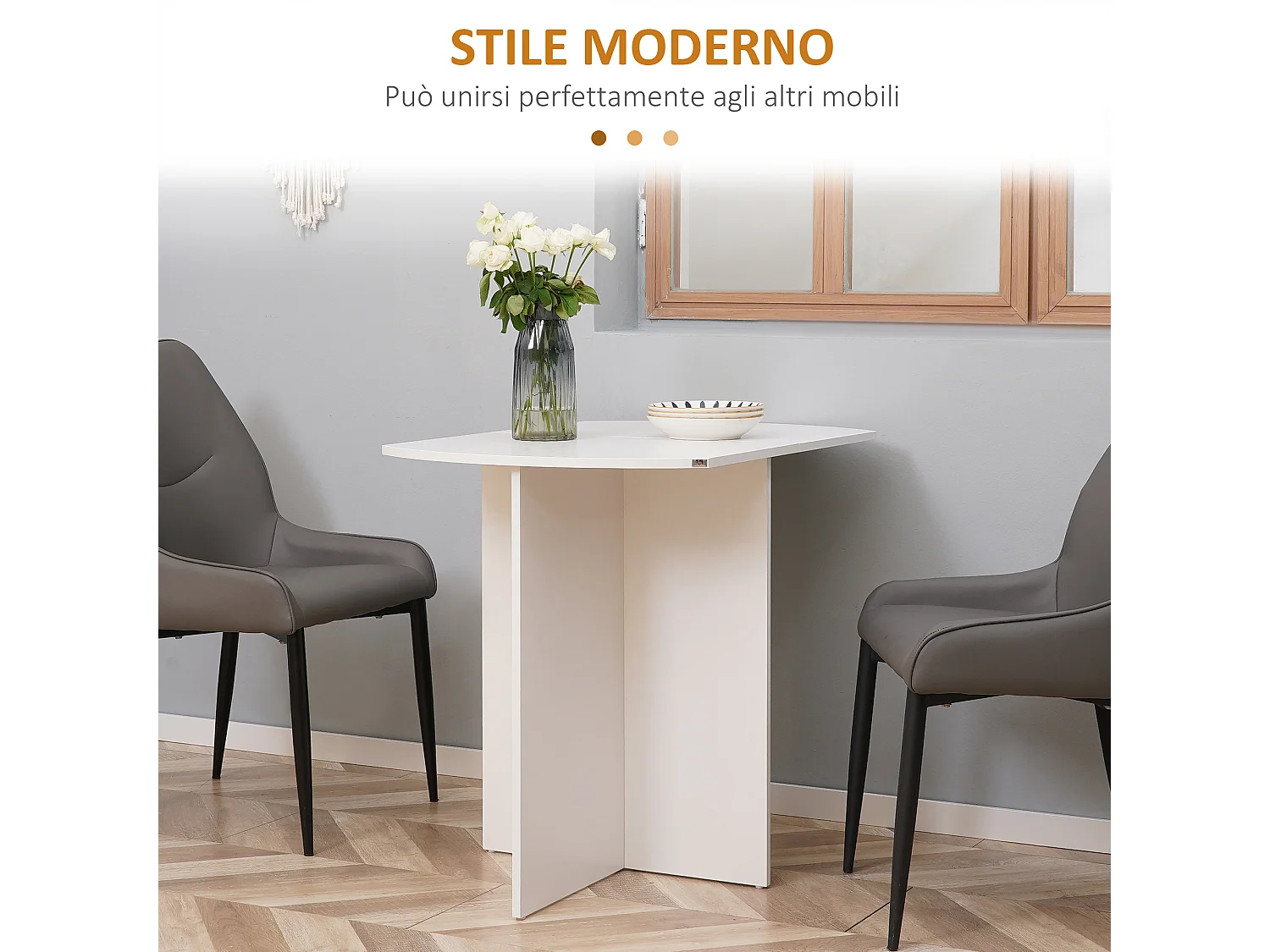 Tavolo da cucina pieghevole salvaspazio 90x60x74cm bianco