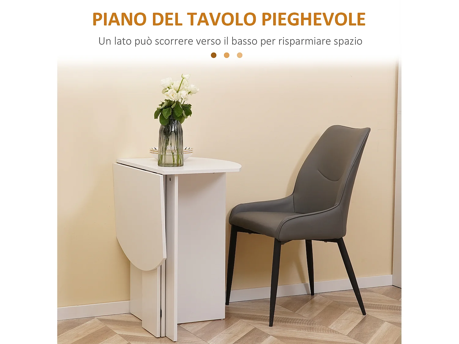 Tavolo da cucina pieghevole salvaspazio 90x60x74cm bianco
