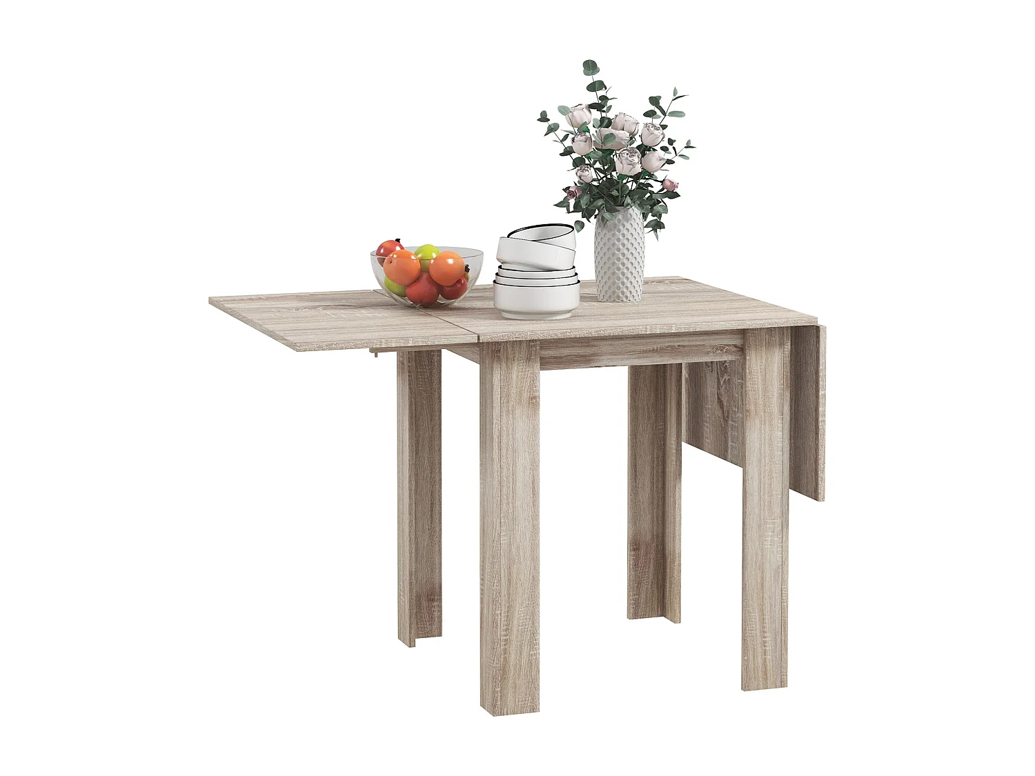 Tavolo a ribalta impermeabile in truciolato per 4 persone max rovere