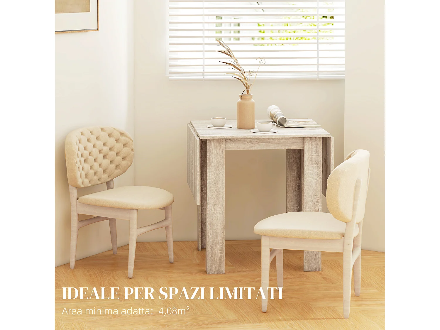 Tavolo a ribalta impermeabile in truciolato per 4 persone max rovere