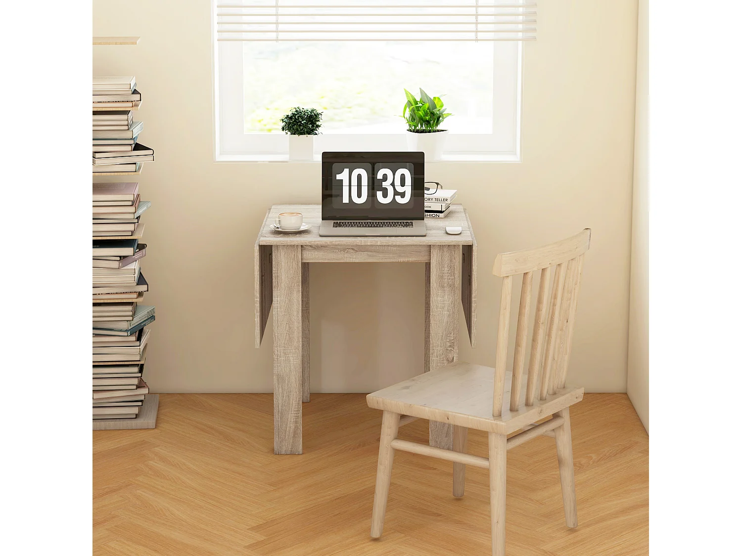 Tavolo a ribalta impermeabile in truciolato per 4 persone max rovere