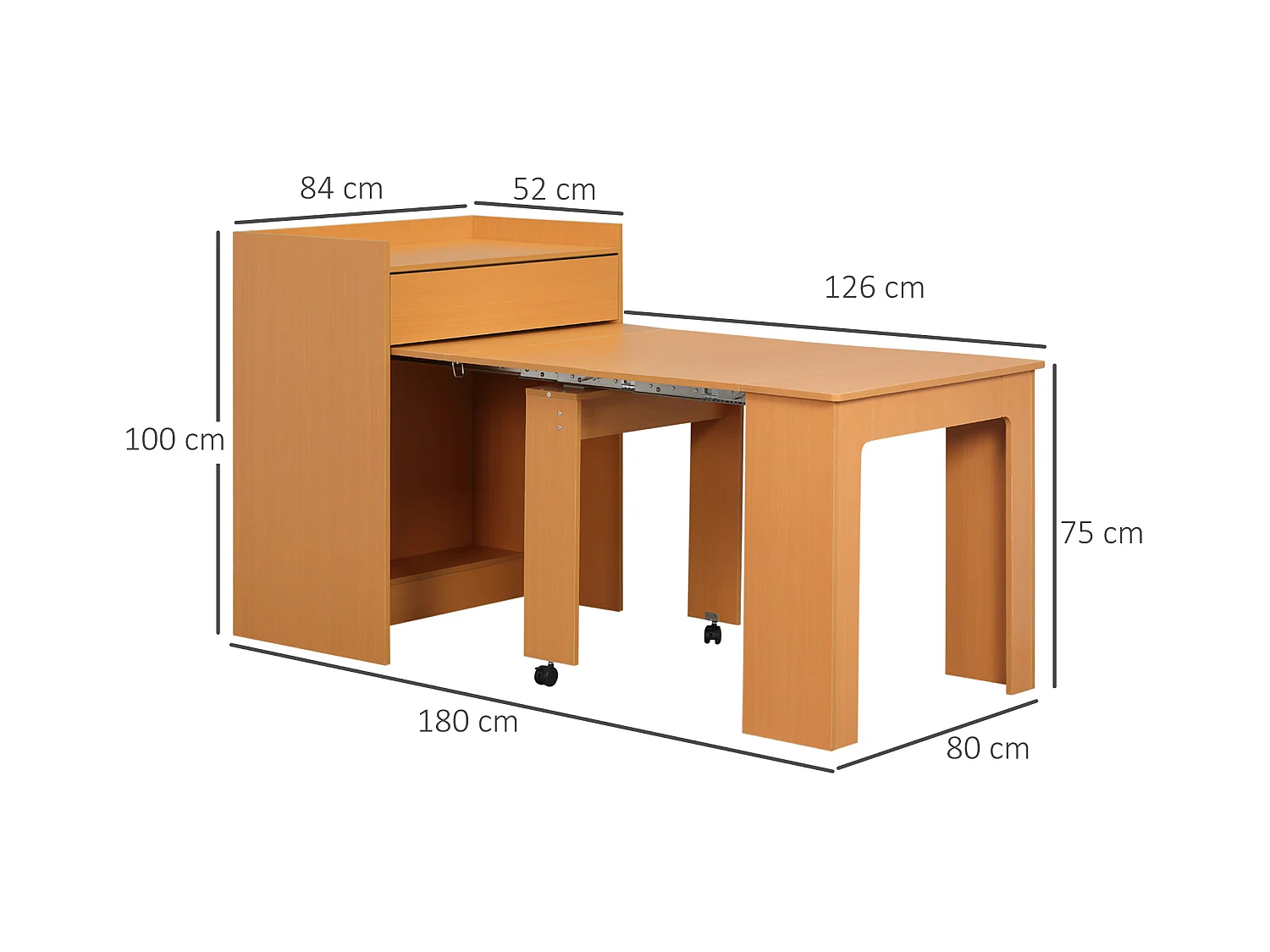 Tavolo pieghevole da pranzo in truciolato e acciaio 5 persone