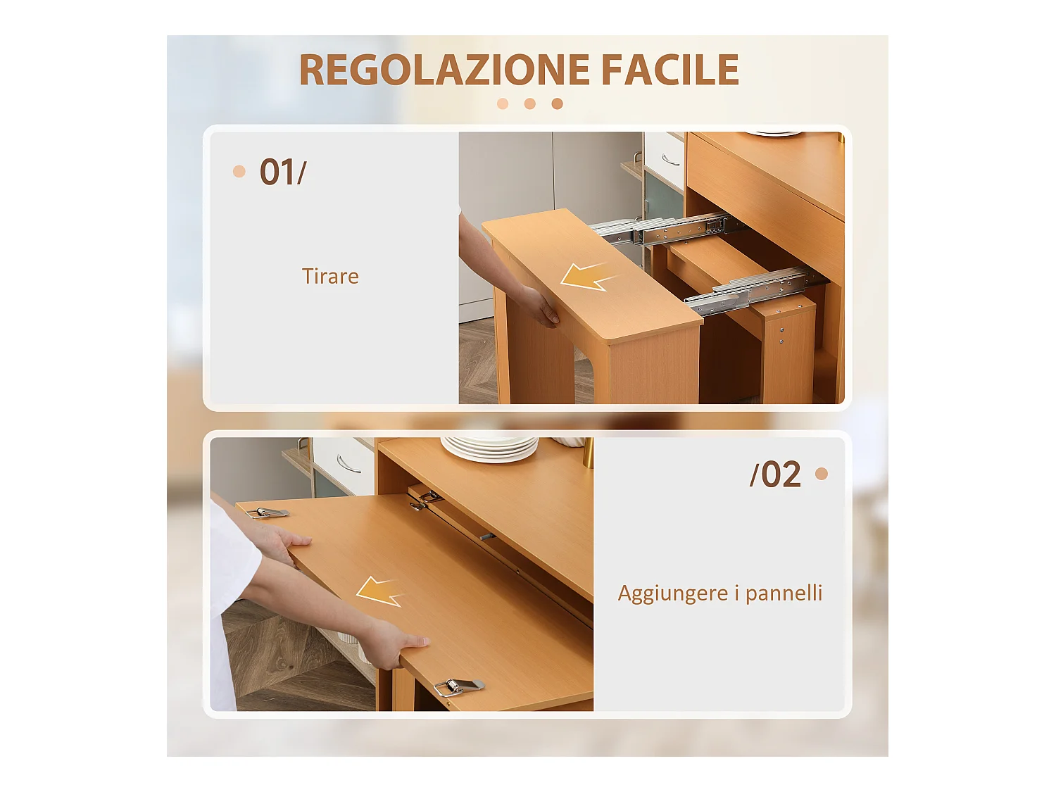 Tavolo pieghevole da pranzo in truciolato e acciaio 5 persone