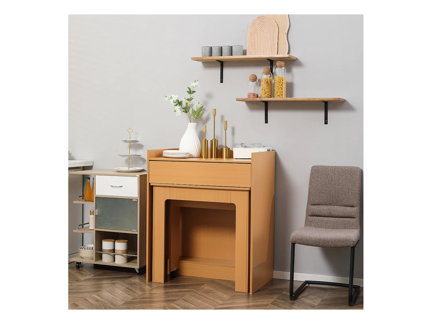 Tavolo pieghevole da pranzo in truciolato e acciaio 5 persone