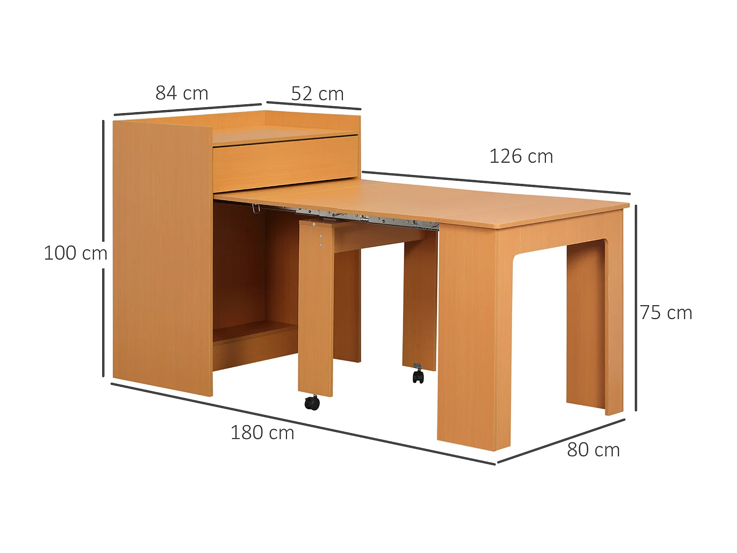 Tavolo pieghevole da pranzo in truciolato e acciaio 5 persone