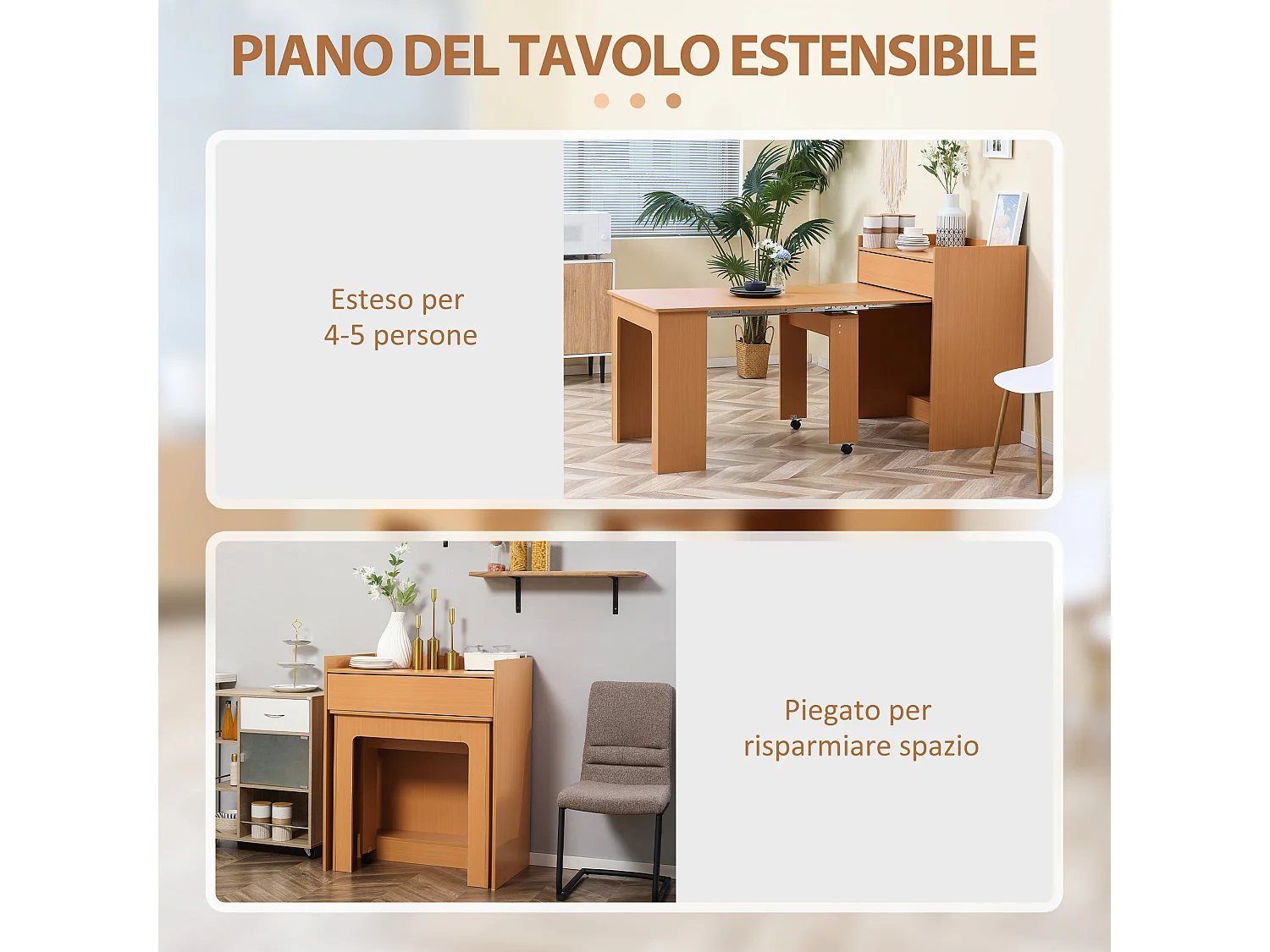 Tavolo pieghevole da pranzo in truciolato e acciaio 5 persone