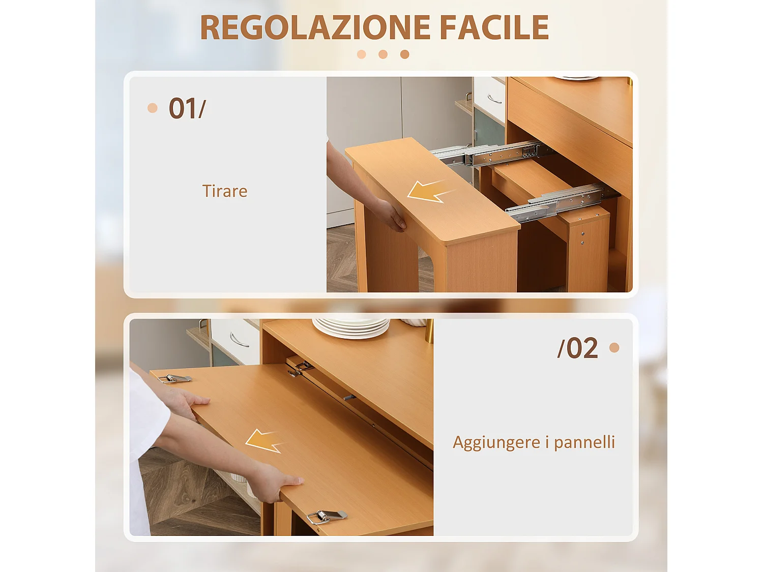 Tavolo pieghevole da pranzo in truciolato e acciaio 5 persone