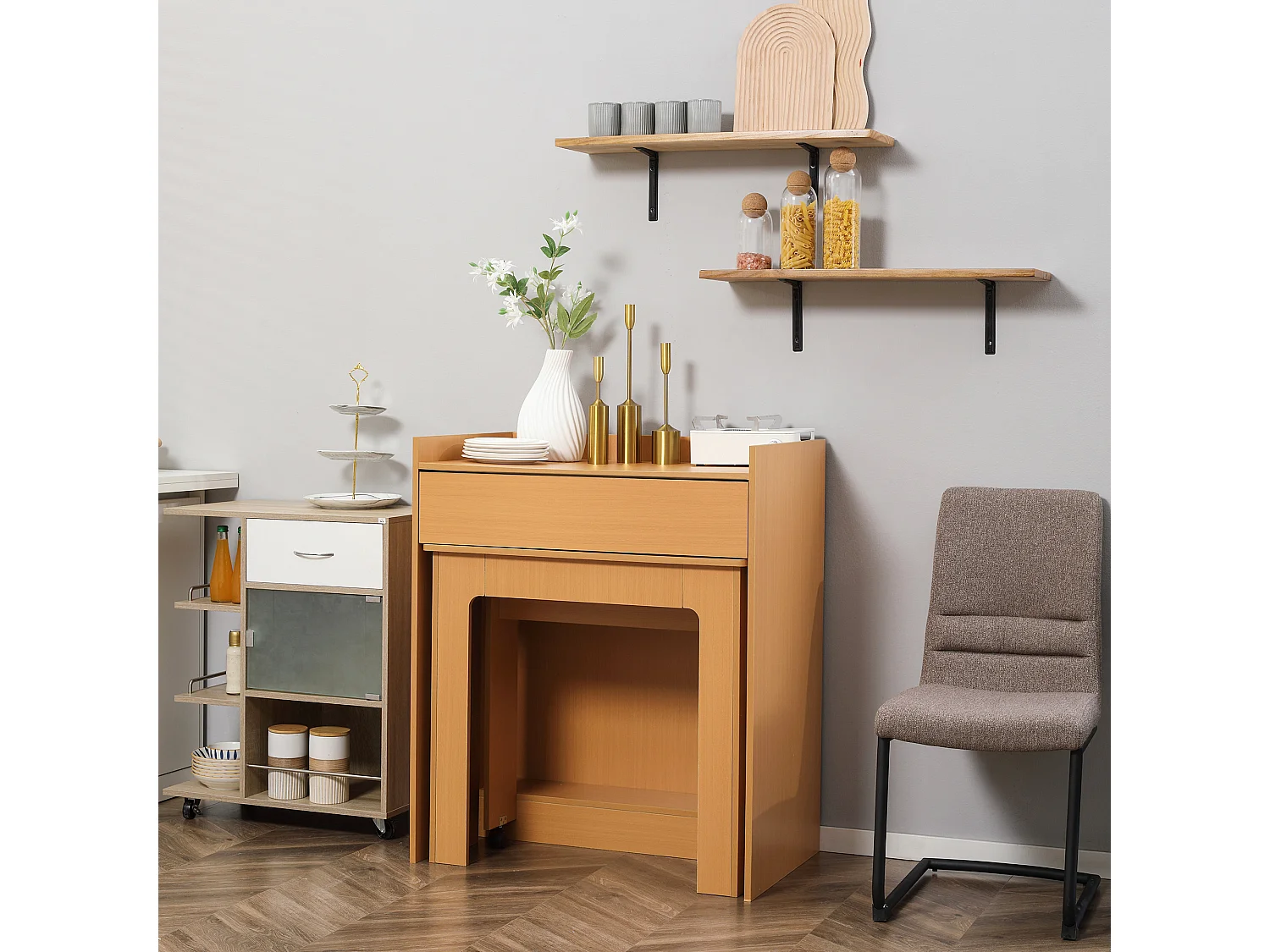 Tavolo pieghevole da pranzo in truciolato e acciaio 5 persone