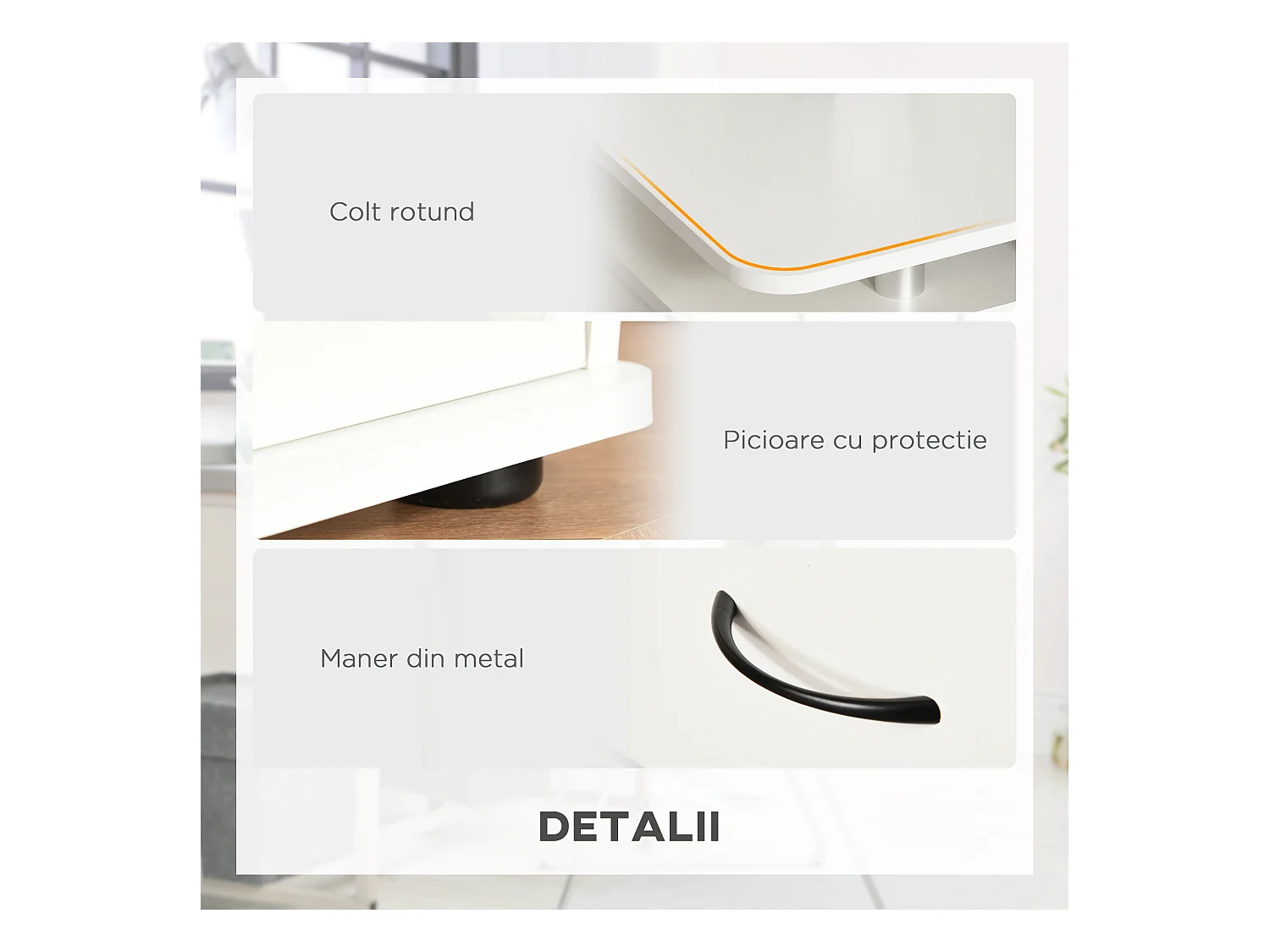 Scrivania per pc con ripiani e 2 cassetti in truciolato bianca