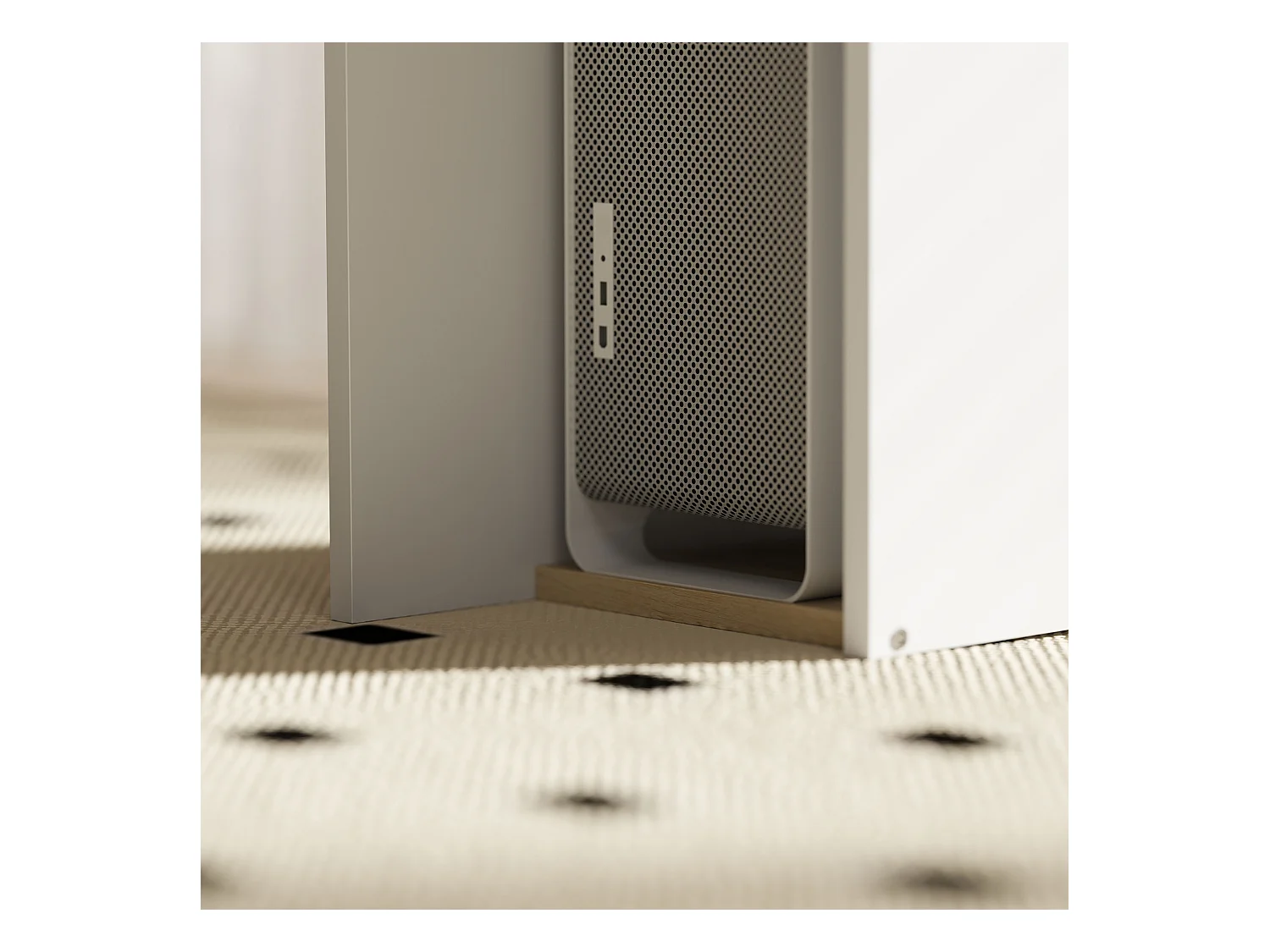 Scrivania moderna per pc con scaffale in legno rovere e bianco