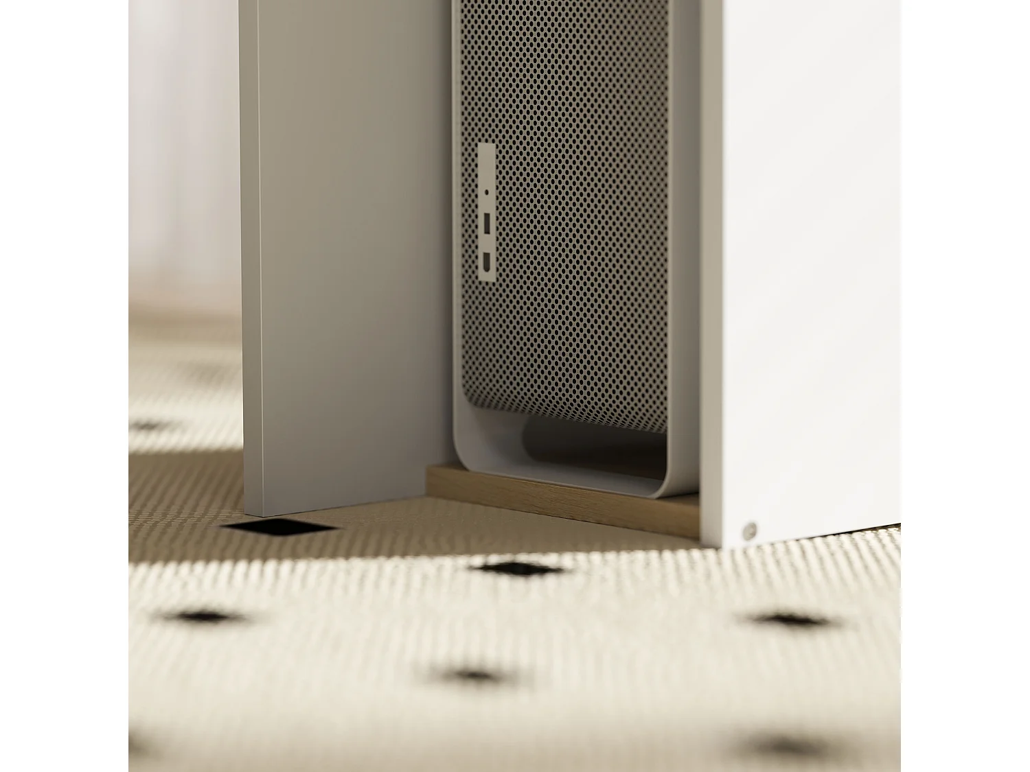 Scrivania moderna per pc con scaffale in legno rovere e bianco