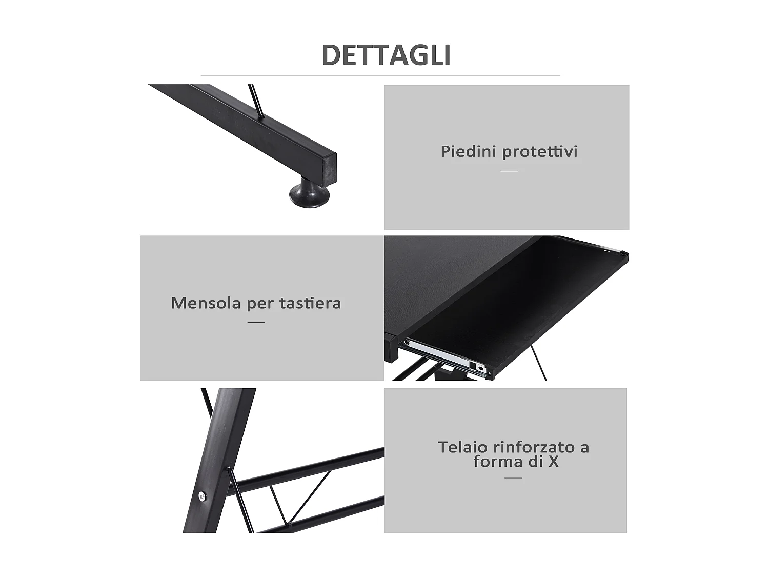 Scrivania moderna ad angolo per computer mdf nero