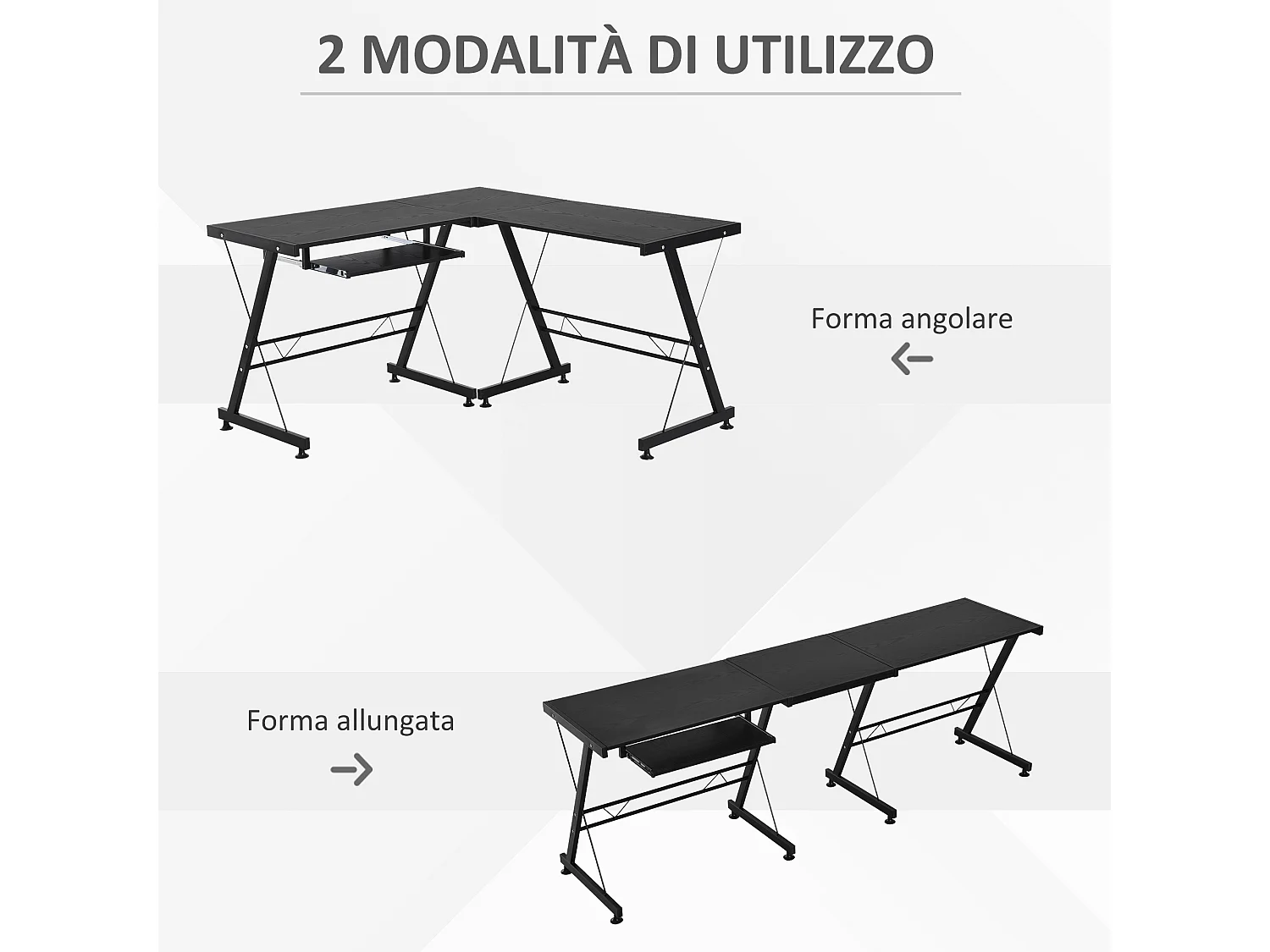 Scrivania moderna ad angolo per computer mdf nero
