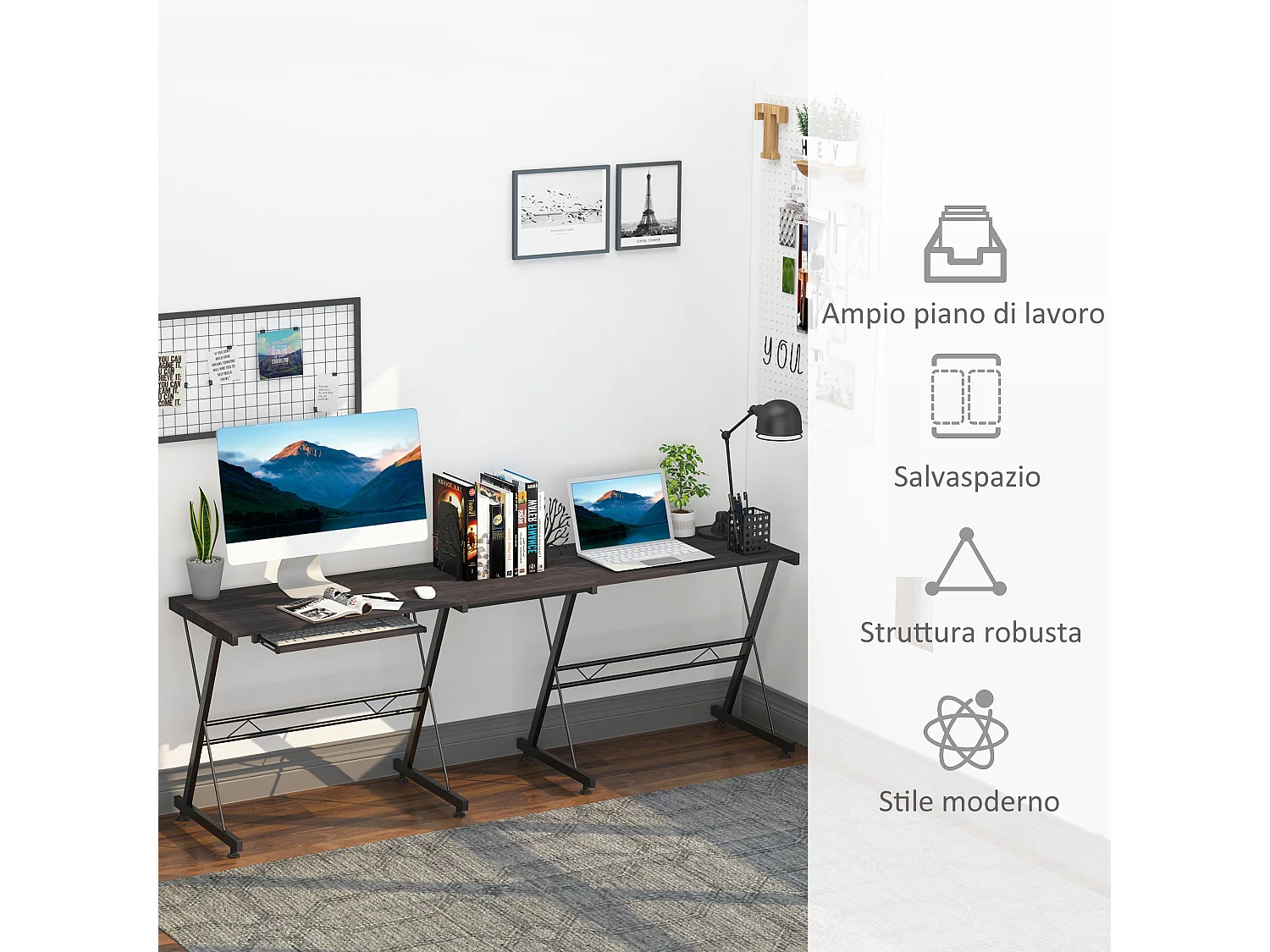 Scrivania moderna ad angolo per computer mdf nero