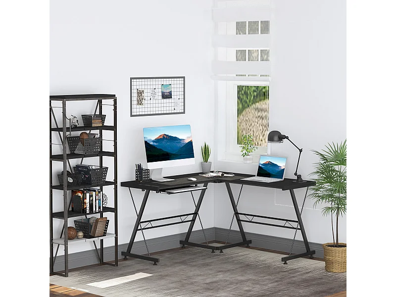 Scrivania moderna ad angolo per computer mdf nero