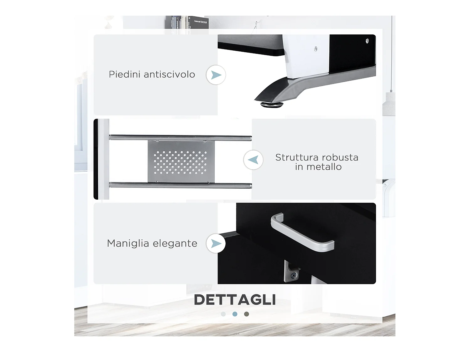 Scrivania per computer con cassetto armadietto e ripiano