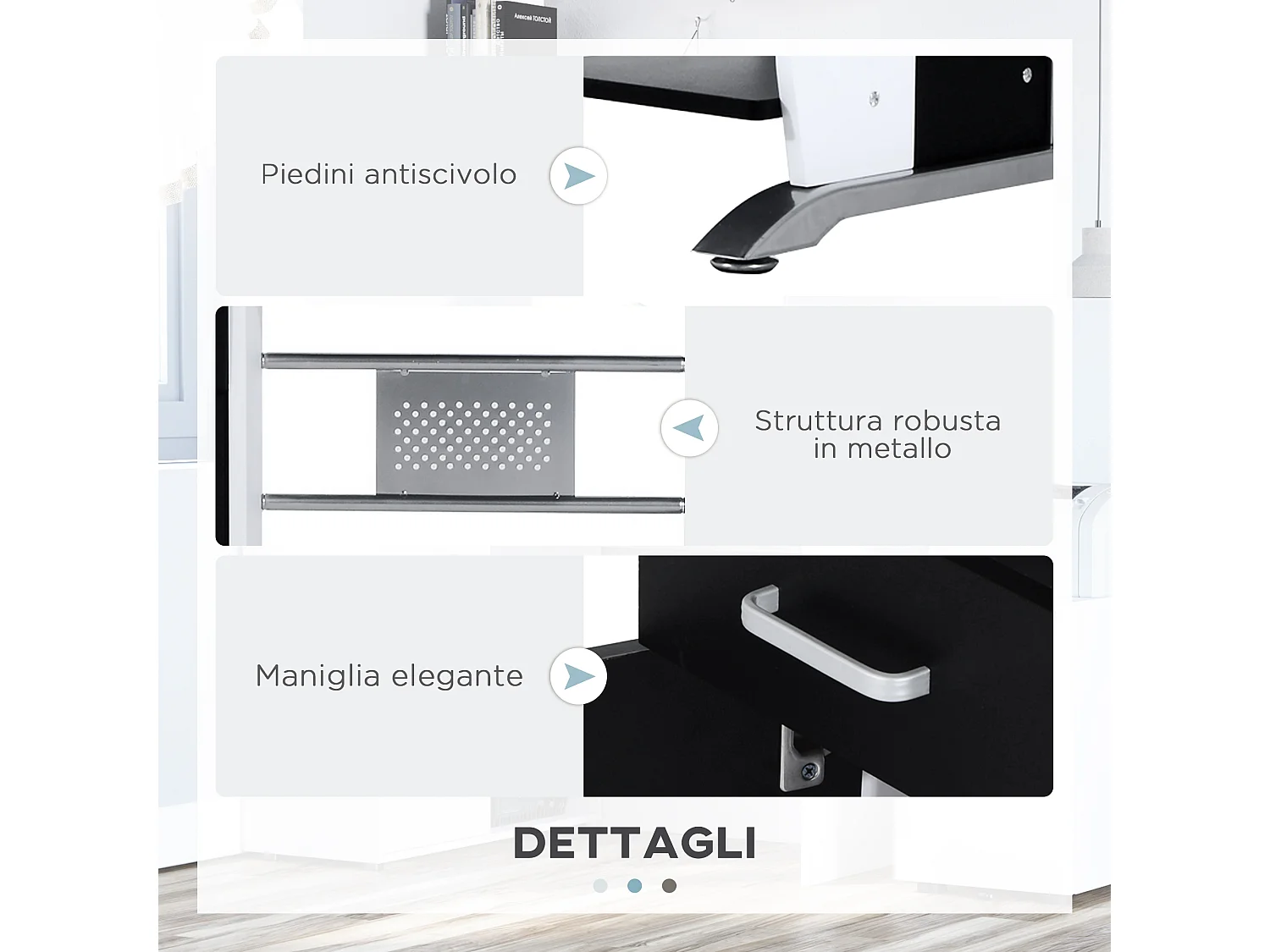 Scrivania per computer con cassetto armadietto e ripiano