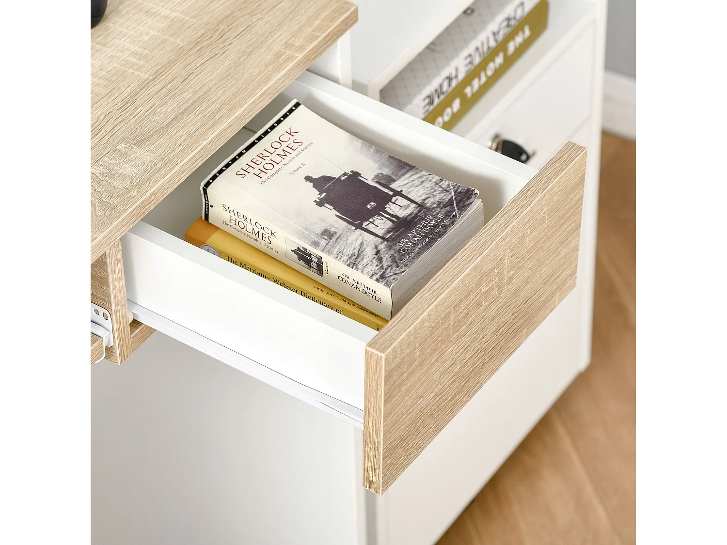 Scrivania per camera scrivania pc in legno bianca e rovere