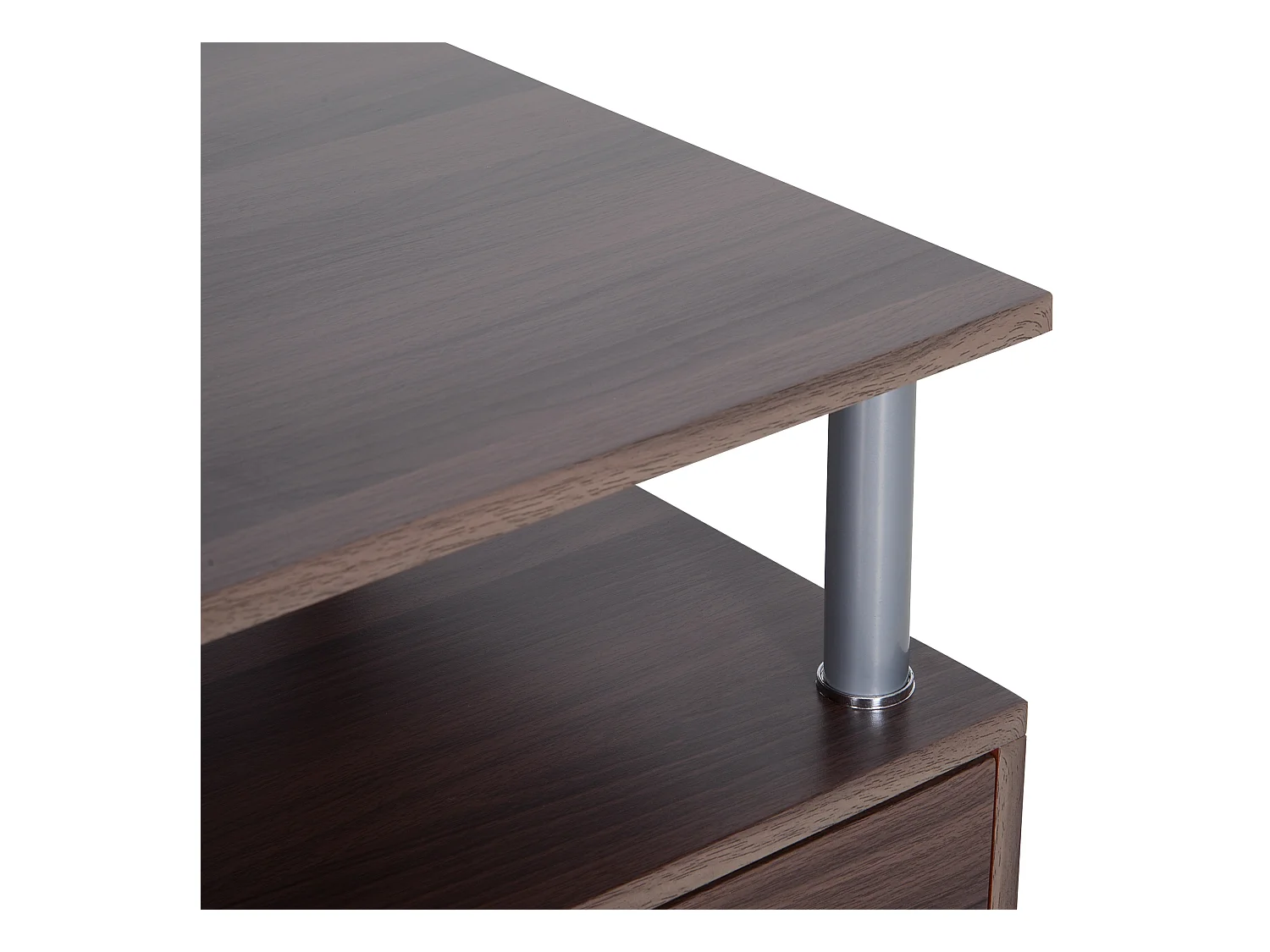 Scrivania con cassetto e scaffale in legno marrone