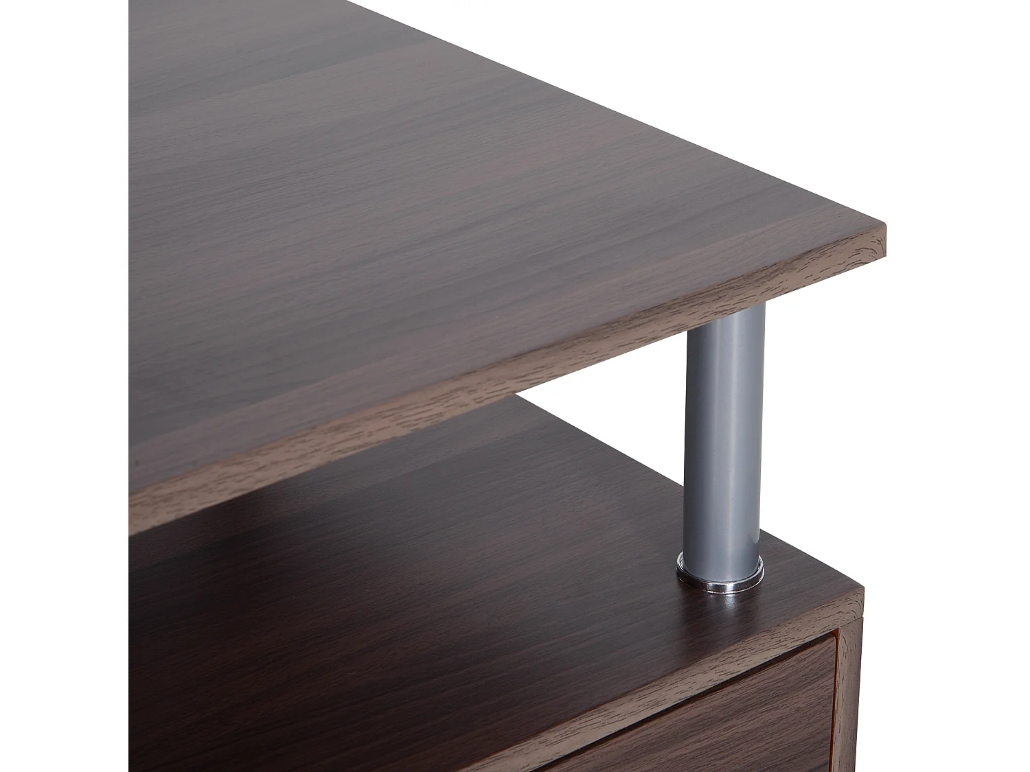 Scrivania con cassetto e scaffale in legno marrone