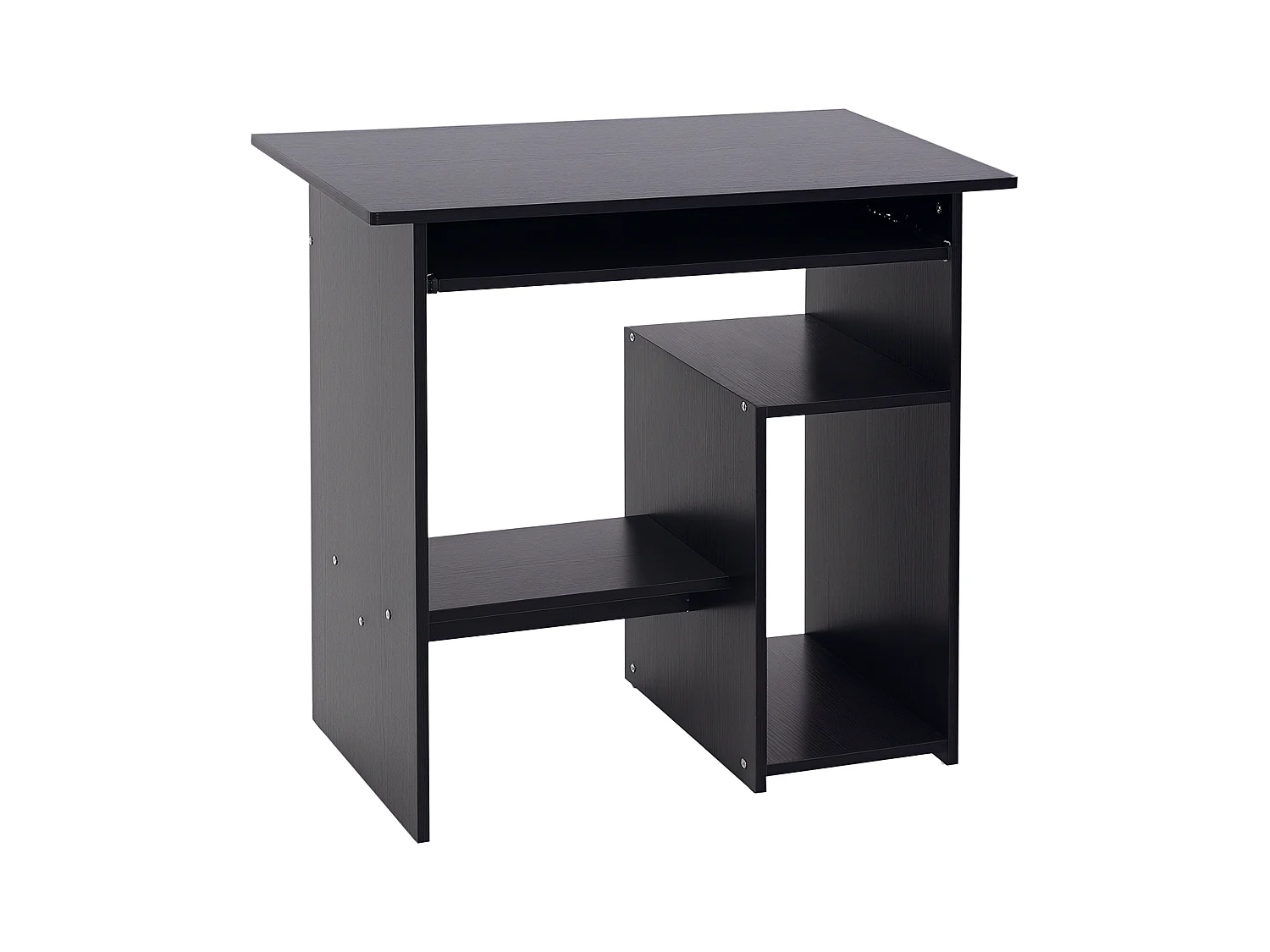 Scrivania pc con ripiano cpu e spazio per tastiera in truciolato nero