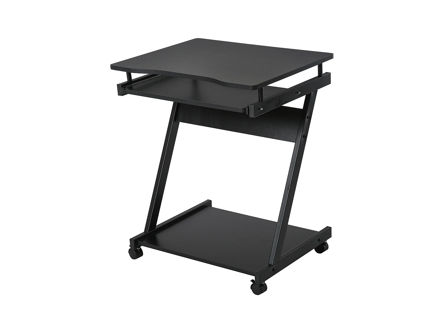 Tavolo porta pc classico piano tastiera in legno e ferro nero