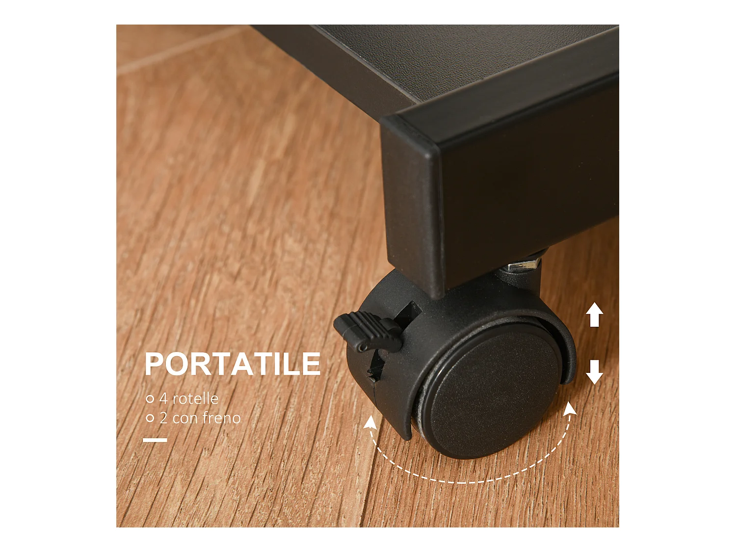 Tavolo porta pc classico piano tastiera in legno e ferro nero