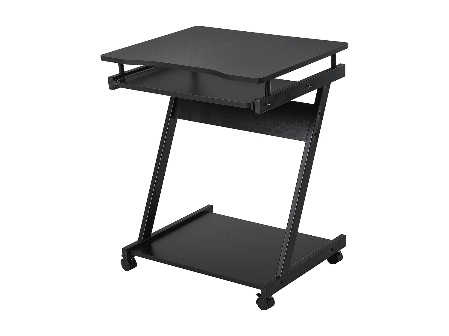 Tavolo porta pc classico piano tastiera in legno e ferro nero