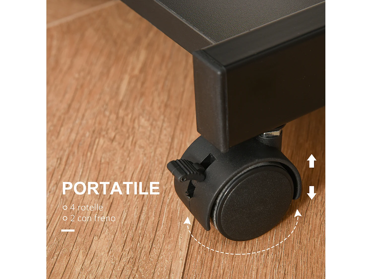 Tavolo porta pc classico piano tastiera in legno e ferro nero