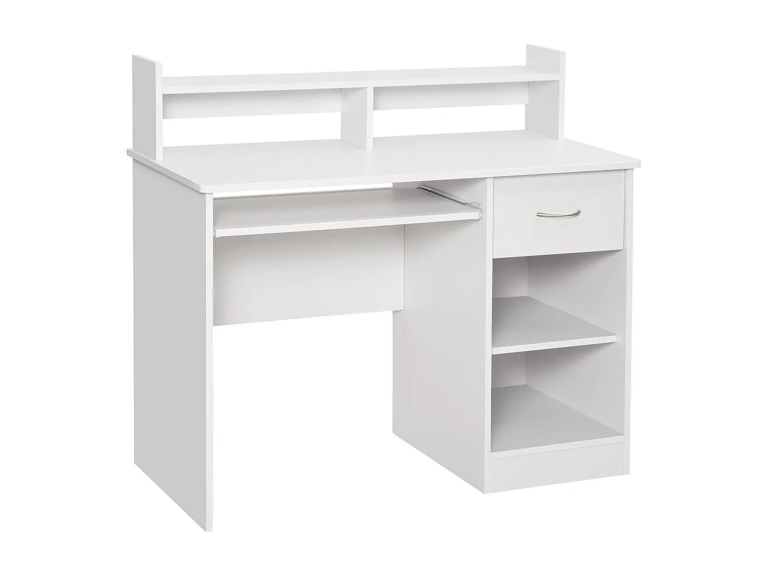 Scrivania compatta per computer fisso pc in legno bianco