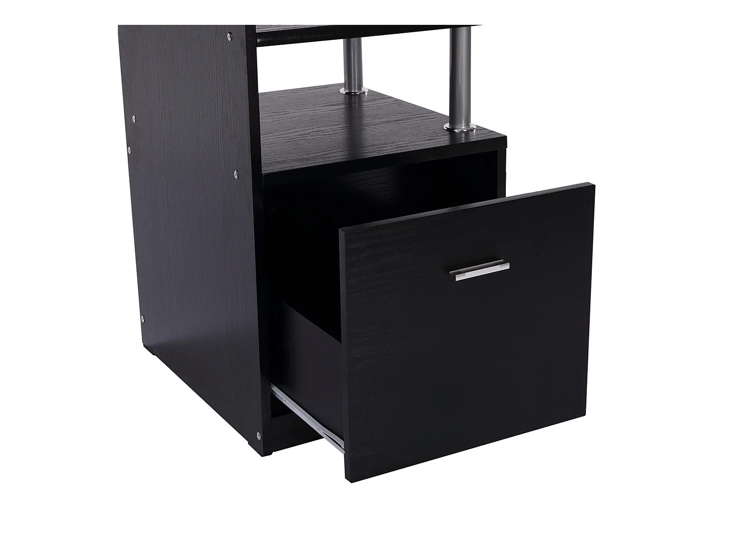 Scrivania pc con cassetti e tastiera estraibile in legno nero