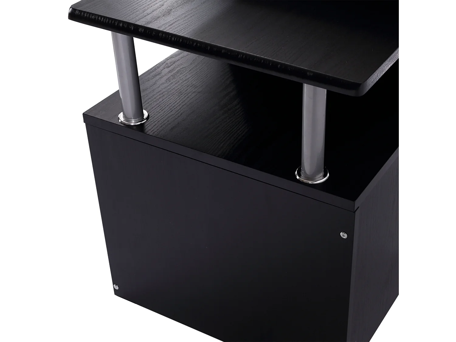 Scrivania pc con cassetti e tastiera estraibile in legno nero