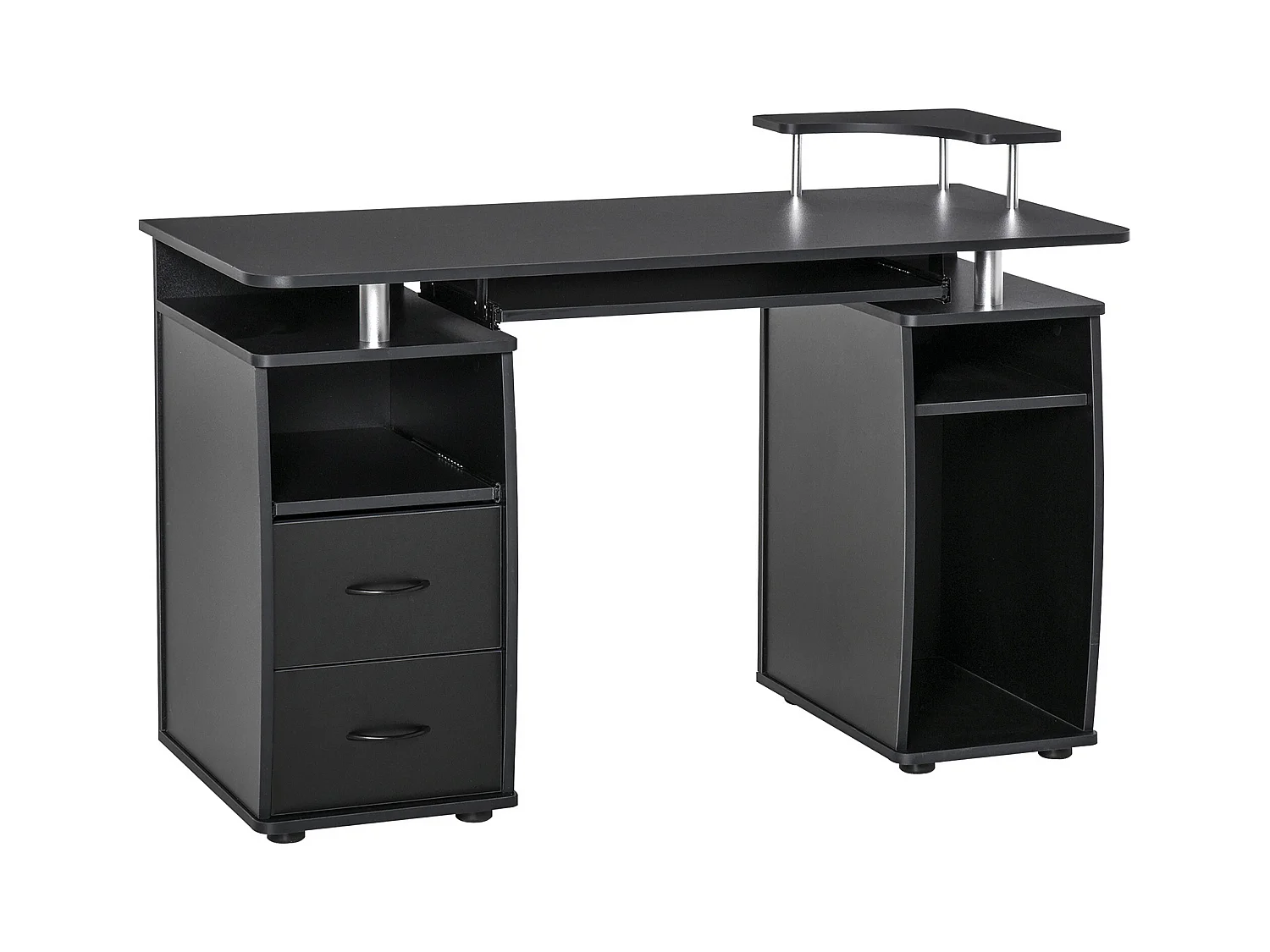 Scrivania porta pc in legno con cassetti e porta tastiera