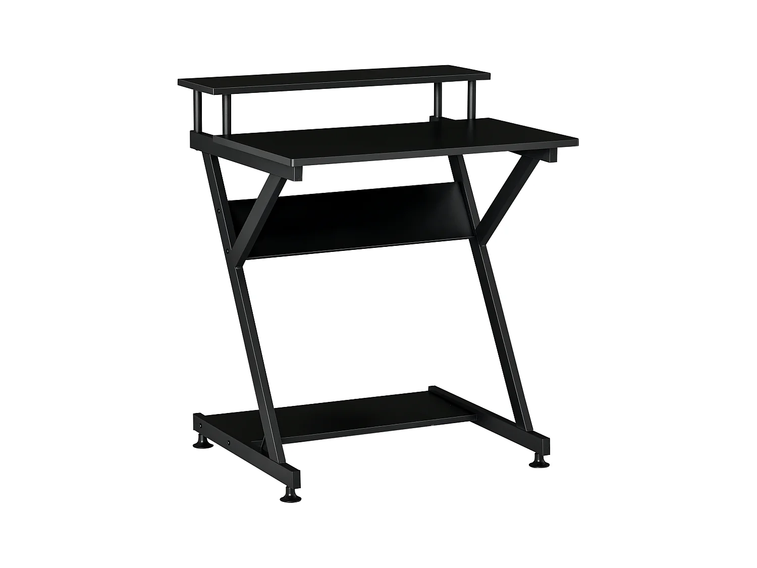 Tavolo porta pc salvaspazio ripiano monitor 70x60x85.5cm nero