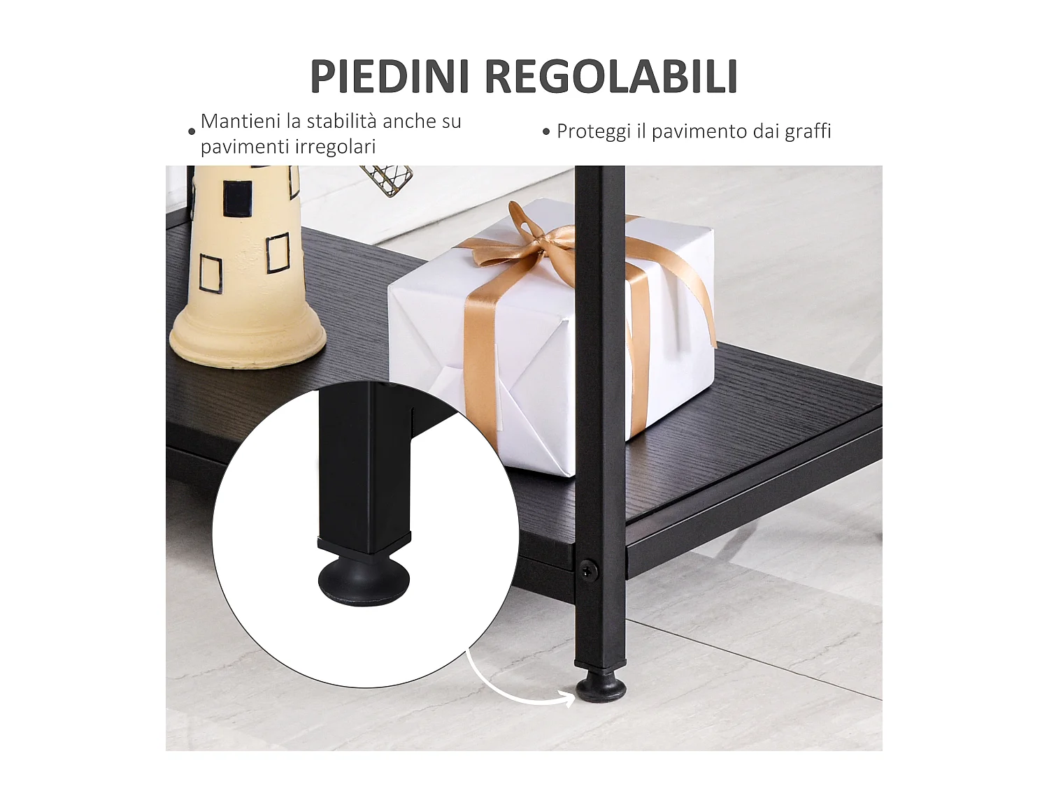 Scrivania computer con ripiani in pannello truciolare nera