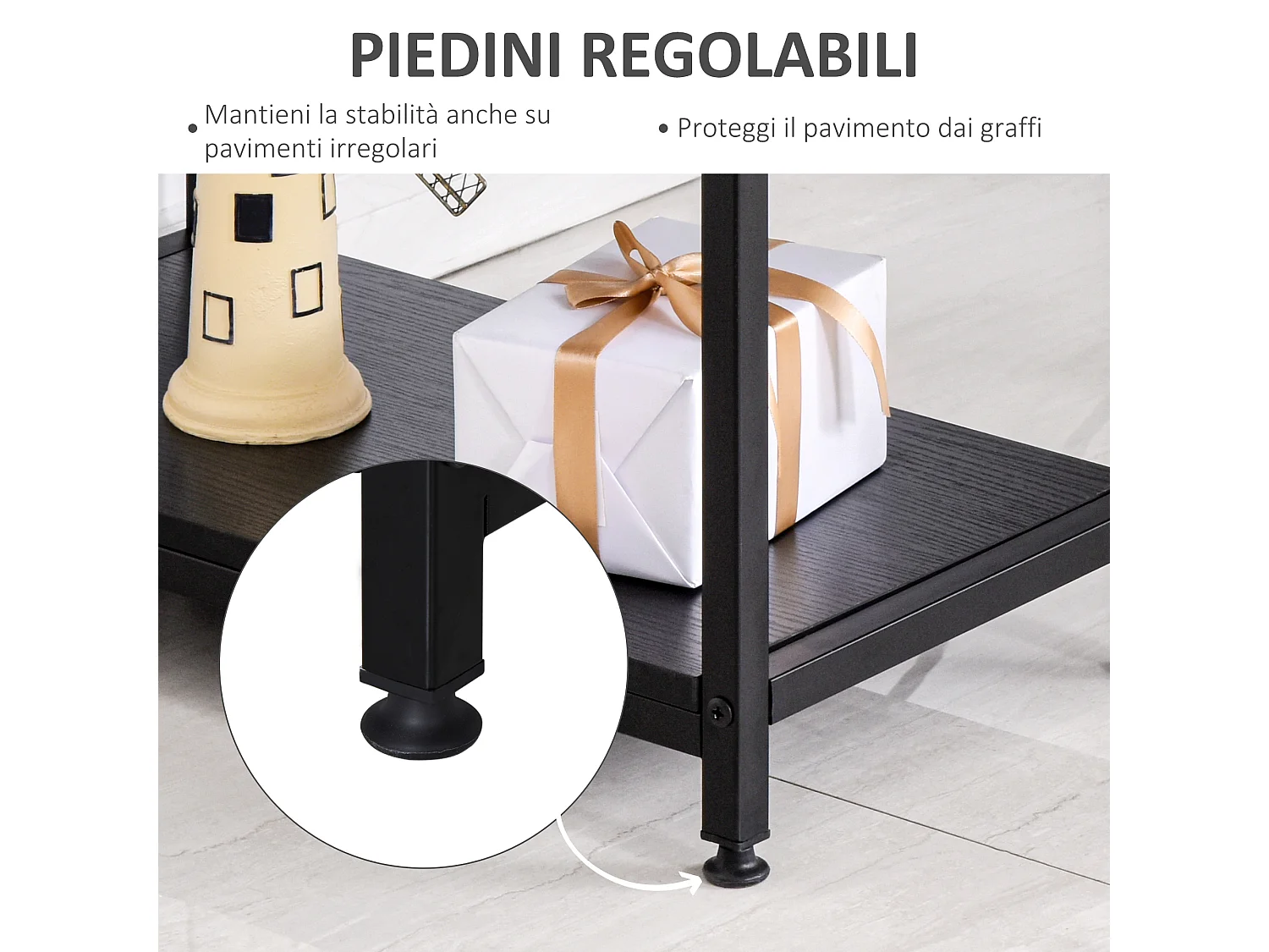 Scrivania computer con ripiani in pannello truciolare nera